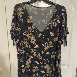 Floral V-Neck Women’s Cold Shoulder Top